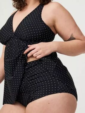 NWT torrid High-Rise Ruched Swim Bottom black & white polka dot plus size 3